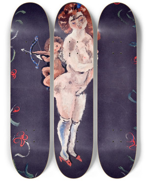 Triptych art skateboard deck of Jules Pascin Nude And Cupid by Jules Pascin (1885-1930) Triptych art skateboard deck of Jules Pascin Nude And Cupid by Jules Pascin (1885-1930)