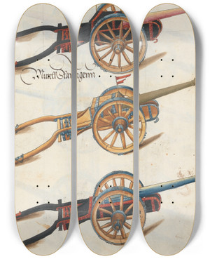 Triptych art skateboard deck of Jorg Kolderer Maximiliani Konig Zeughauss Pl10 by Jorg Kolderer (1465-1540)