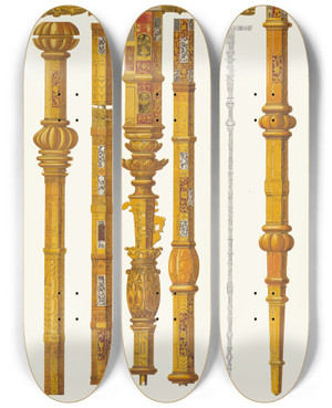 Triptych art skateboard deck of Fedor Grigoryevich Solntsev Iantarnyi Posokh Patrairkha Filareta Nikiticha by Fedor Grigoryevich Solntsev (1801-1892)