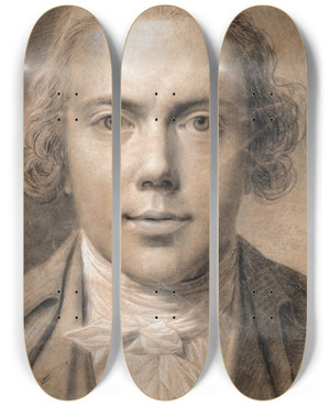 Triptych art skateboard deck of Jens Juel Selvportrt Brystbillede En Face by Jens Juel (1745-1802)