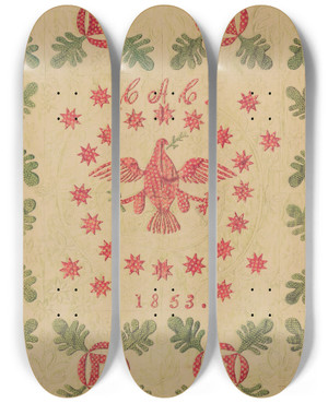 Triptych art skateboard deck of Edith Magnette Quilt_2 by Edith Magnette (20-)