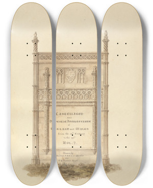 Triptych art skateboard deck of John Buckler Title Page by John Buckler (1770-1851)