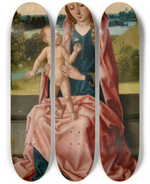 Triptych art skateboard deck of Dieric Bouts Madonna_2 by Dieric Bouts (1415-1475)