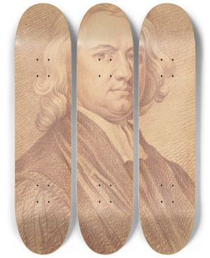 Triptych art skateboard deck of Johann Daniel Preissler Portrait Of A Clergyman Or A Jurist by Johann Daniel Preissler (1666-1737)