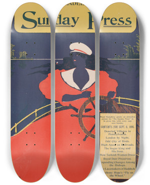 Triptych art skateboard deck of George Reiter Brill Deserted Villages In Pennsylvania by George Reiter Brill (1867-1918)