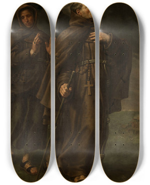 Triptych art skateboard deck of Peter Van Lint The Miracle Of Saint John Of Capestrano by Peter Van Lint (1609-1690)