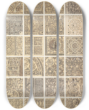 Triptych art skateboard deck of Owen Jones Byzantine No1 by Owen Jones (1809-1874)