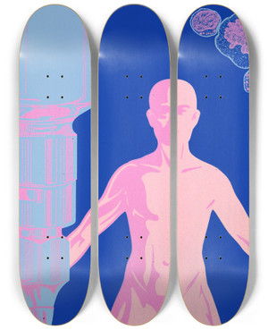Triptych art skateboard deck of National Institutes Of Health Workshop On Abnormal Cells New Products And Risk by National Institutes Of Health (1887)