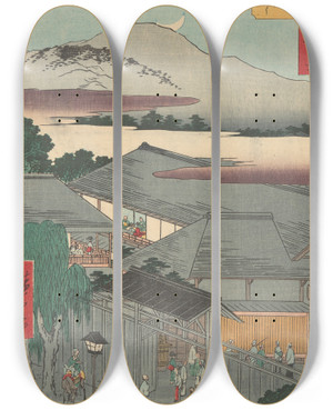Triptych art skateboard deck of And Hiroshige Fuchu_1 by Ando Hiroshige (1797-1858)