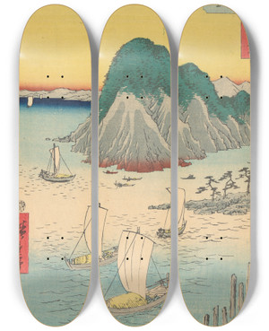 Triptych art skateboard deck of And Hiroshige Maisaka_1 by Ando Hiroshige (1797-1858)
