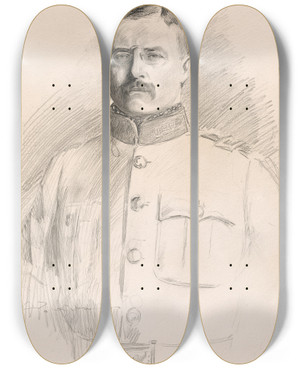 Triptych art skateboard deck of Charles Dana Gibson Theodore Roosevelt by Charles Dana Gibson (1867-1944)