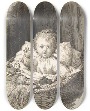 Triptych art skateboard deck of Lorenz Frlich Child In A Crib by Lorenz Frolich (1820-1908) Triptych art skateboard deck of Lorenz Frlich Child In A Crib by Lorenz Frolich (1820-1908)