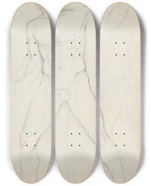 Triptych art skateboard deck of John Flaxman The Lefthand Horse Tamer Piazza Del Quirinale Monte Cavallo Rome by John Flaxman (1755-1826)