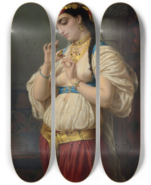 Triptych art skateboard deck of Mile Vernetlecomte Aime A Young Egyptian by mile Vernet-Lecomte (1821-1900)