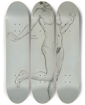 Triptych art skateboard deck of Josef Wawra Aktstudie_2 by Josef Wawra (1893-1935)