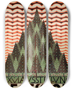 Triptych art skateboard deck of Ferdinand Andri Secession by Ferdinand Andri (1871-1956)
