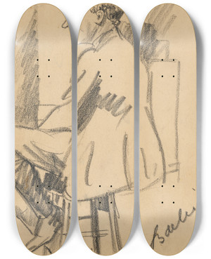 Triptych art skateboard deck of Henry Major Cecil Blount Demille by Henry Major (1889-1948)