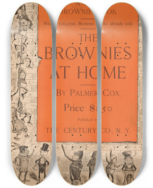 Triptych art skateboard deck of Palmer Cox The Brownies At Home by Palmer Cox (1840-1924)