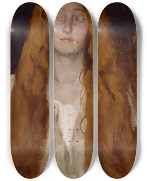 Triptych art skateboard deck of Edwin Austin Abbey Figure Study Of Ophelia For The Play Scene Hamlet Act Iii Scene Ii by Edwin Austin Abbey (1852-1911)
