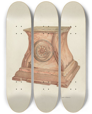 Triptych art skateboard deck of Raymond E Noble Stand For Baptismal Font_2 by Raymond E Noble