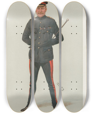Triptych art skateboard deck of Leslie Matthew Ward Military And Navy 1St Life Guards Colonel Calley October 3 1906 by Leslie Matthew Ward (1851-1922)