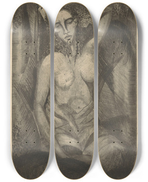 Triptych art skateboard deck of Lodewijk Schelfhout Zittende Vrouw by Lodewijk Schelfhout (1881-1943)