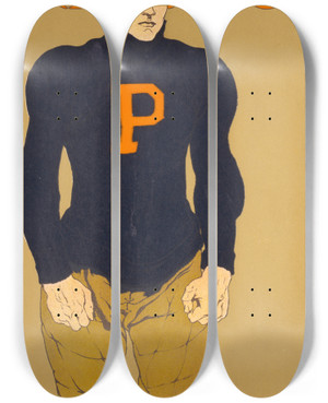 Triptych art skateboard deck of Edward Penfield Princeton_1 by Edward Penfield (1866-1925)