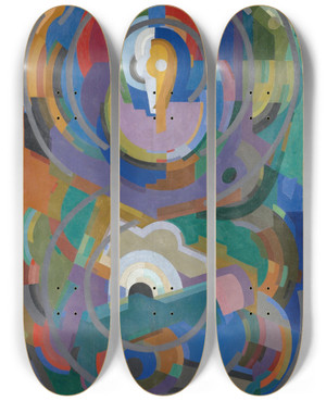 Triptych art skateboard deck of Albert Gleizes Symphonie En Violet by Albert Gleizes (1881-1953)