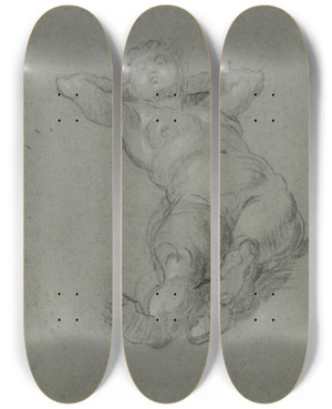 Triptych art skateboard deck of Domenico Tintoretto Reclining Female Nude_6 by Domenico Tintoretto (1560-1635)