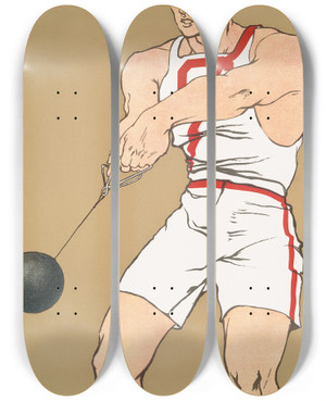 Triptych art skateboard deck of Edward Penfield Cornell_2 by Edward Penfield (1866-1925)