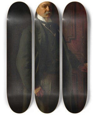 Triptych art skateboard deck of John Singer Sargent Peter A B Widener by John Singer Sargent (1856-1925)