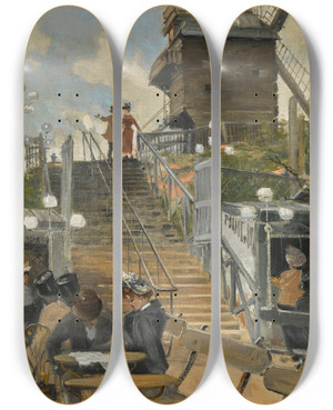 Triptych art skateboard deck of Frank Myers Boggs Le Moulin De La Galette_1 by Frank Myers Boggs (1855-1926)