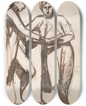 Triptych art skateboard deck of George Romney Tom Hayley And William Meyer by George Romney (1734-1802) Triptych art skateboard deck of George Romney Tom Hayley And William Meyer by George Romney (1734-1802)