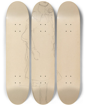 Triptych art skateboard deck of Gustav Klimt Mda Primavesi With Coat Standing by Gustav Klimt (1862-1918)