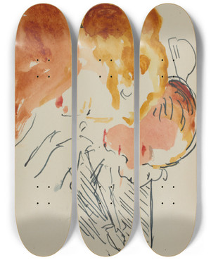 Triptych art skateboard deck of Edvard Munch Untitled 2 by Edvard Munch (1863-1944)