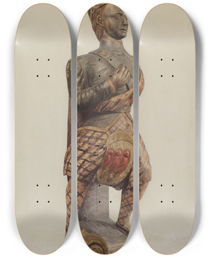 Triptych art skateboard deck of Ingrid Selmerlarsen Figurehead The Highlander by Ingrid Selmer-Larsen
