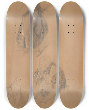 Triptych art skateboard deck of Jzef Simmler Costume Studies For The Figure Of Sigismund Ii Augustus In The Painting Death Of Barbara Radziwi by Jozef Simmler (1823-1868)
