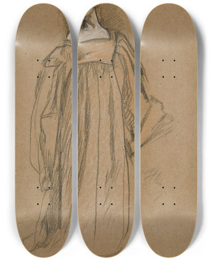Triptych art skateboard deck of Edwin Austin Abbey Figure Study For Measure For Measure Iii by Edwin Austin Abbey (1852-1911)
