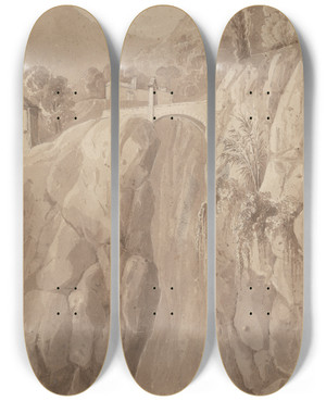 Triptych art skateboard deck of Isaac Weld Sorrento by Isaac Weld (1774-1856)