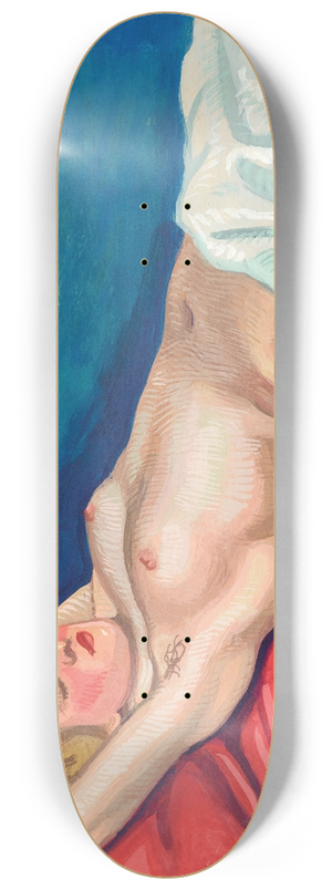 Flix Vallotton - Femme nue couche sur un canap rouge 8.25 inch art skate deck