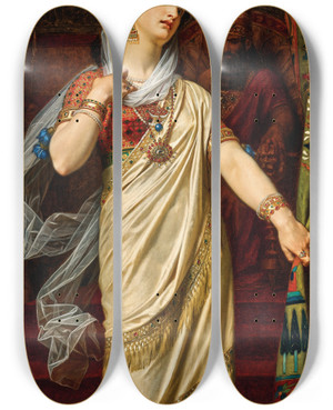 Triptych art skateboard deck of Hugues Merle Esther Before Ahasuerus by Hugues Merle (1823-1881)