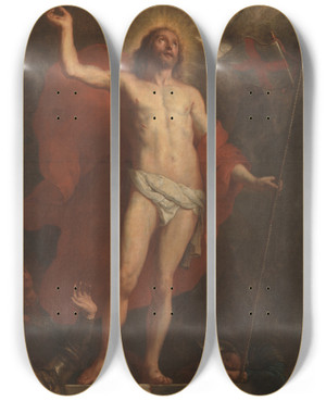 Triptych art skateboard deck of Gaspar De Crayer The Resurrection Of Christ by Gaspar de Crayer (1584-1669)