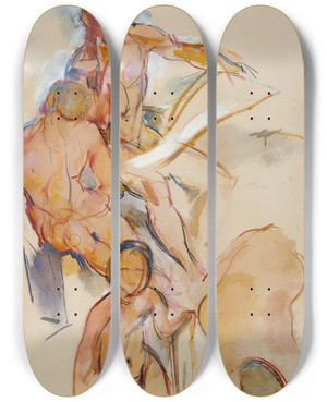Triptych art skateboard deck of Anton Kolig Justitia by Anton Kolig (1886-1950)
