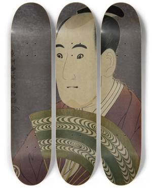 Triptych art skateboard deck of Tshsai Sharaku Sandaime Sawamura Sjr No Gishi Kurando by Toshusai Sharaku (1794-1795)