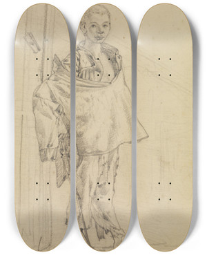 Triptych art skateboard deck of Ferdinand Keller Studie Des Wenzeslaus In Ganzfigur by Ferdinand Keller (1842-1922)