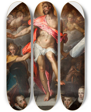 Triptych art skateboard deck of Bartholomaeus Spranger Epitaph Of Goldsmith Nicolas Mller Of Prague by Bartholomaeus Spranger (1546-1611)
