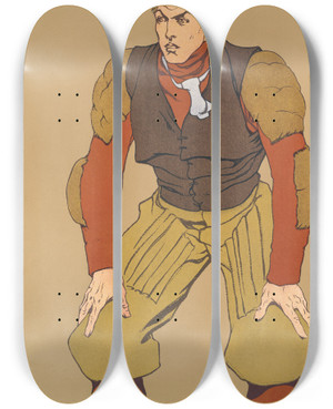 Triptych art skateboard deck of Edward Penfield Harvard by Edward Penfield (1866-1925)