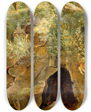 Triptych art skateboard deck of Thodore Rousseau The Cave by Theodore Rousseau (1812-1867) Triptych art skateboard deck of Thodore Rousseau The Cave by Theodore Rousseau (1812-1867)