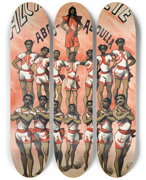 Triptych art skateboard deck of Alfred Choubrac Alcazar Dete Abdjabdulla by Alfred Choubrac (1853-1902)