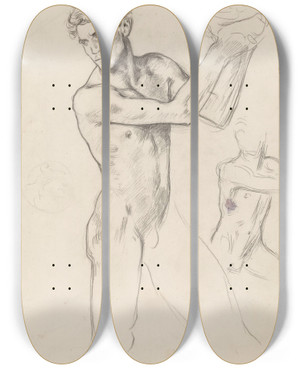 Triptych art skateboard deck of Richard Nicolas Roland Holst Staand Mannelijk Naakt Met Schaal by Richard Nicolaus Roland Holst (1868-1938) Triptych art skateboard deck of Richard Nicolas Roland Holst Staand Mannelijk Naakt Met Schaal by Richard Nicolaus Roland Holst (1868-1938)